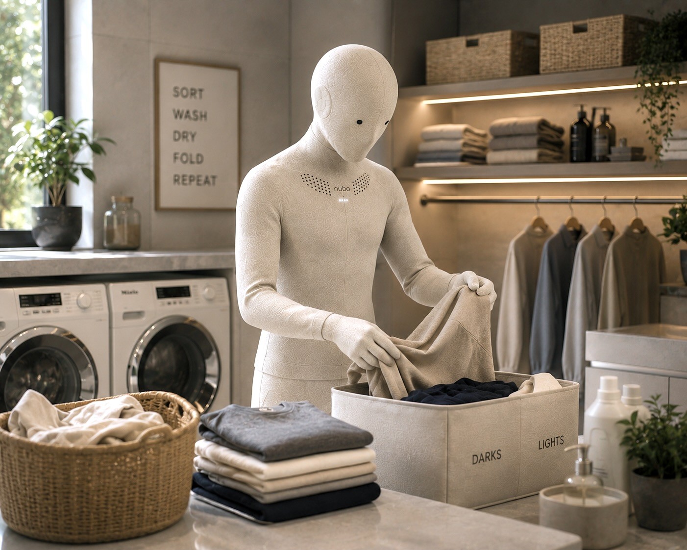 Nubo humanoid robot taking a delivery parcel at the front door
